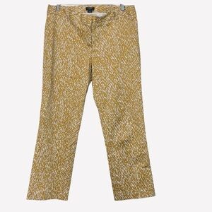 J CREW STRETCH WOMENS JEANS/SLACKS CITY FIT SIZE 4  MUTED GOLD ON WHITE EUC